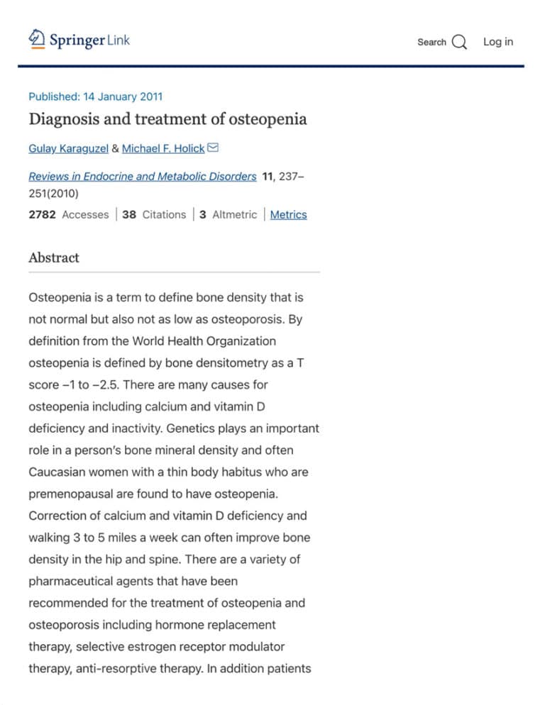 Diagnosis And Treatment Of Osteopenia