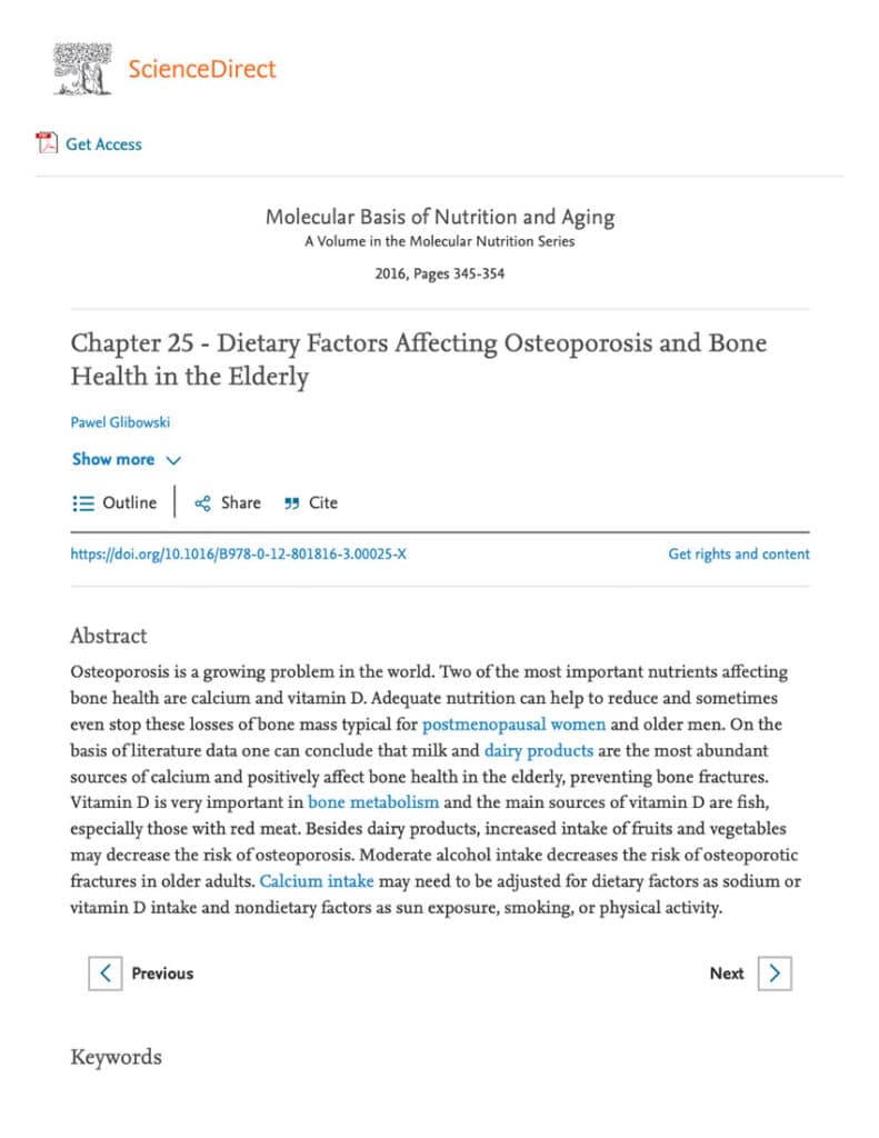 Dietary Factors Affecting Osteoporosis And Bone Health In The Elderly