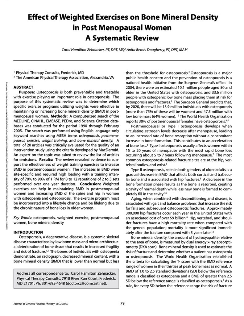 Effectiveness Of Exercise For Managing Osteoporosis In Women Postmenopause