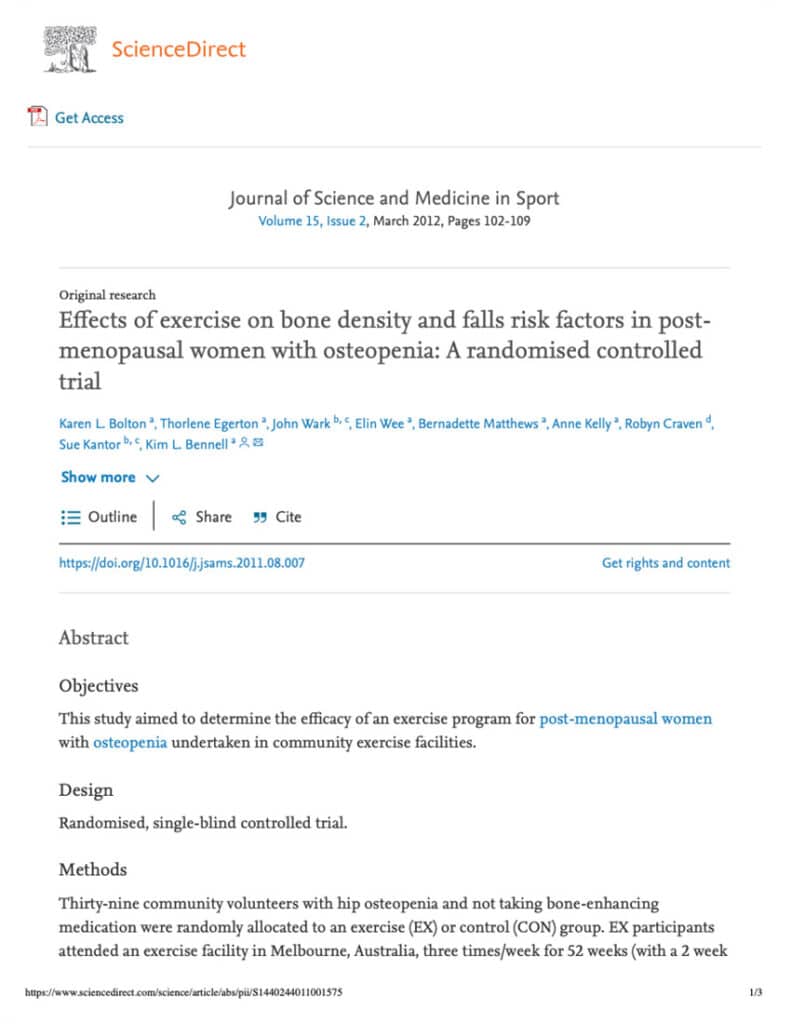 Effects Of Exercise On Bone Density And Falls Risk Factors In Post-Menopausal Women With Osteopenia- A Randomised Controlled Trial