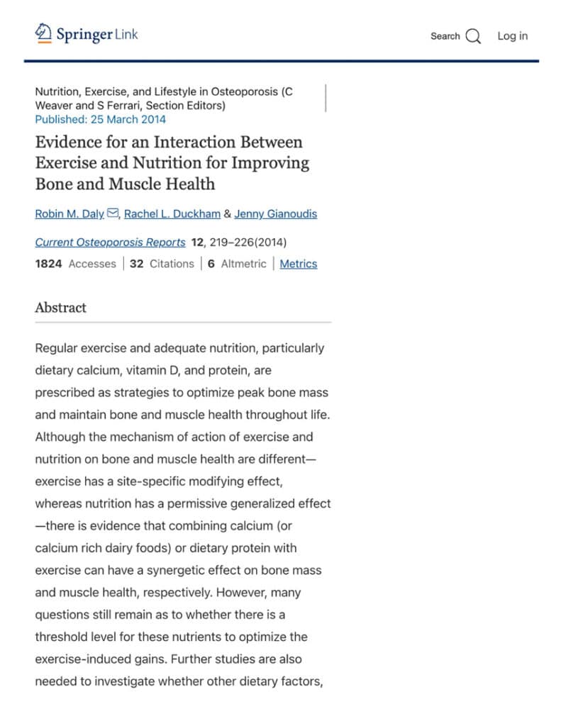 Evidence For An Interaction Between Exercise And Nutrition For Improving Bone And Muscle Health