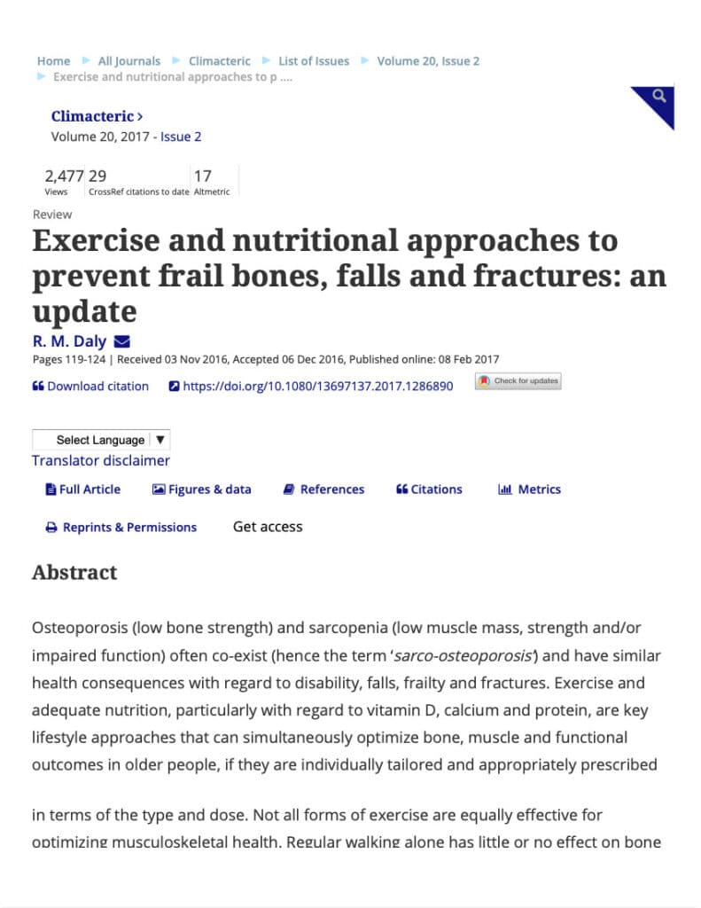 Exercise And Nutritional Approaches To Prevent Frail Bones Falls And Fractures