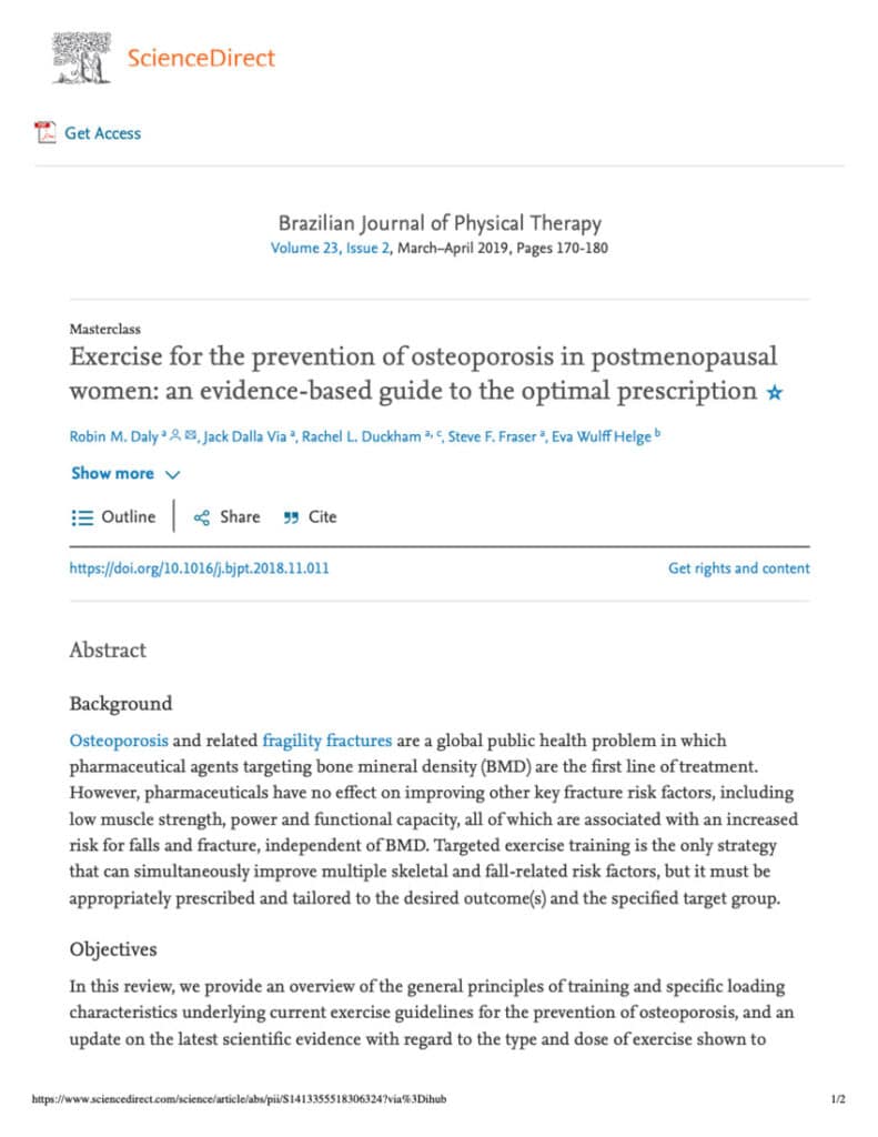 Exercise For The Prevention Of Osteoporosis In Postmenopausal Women- An Evidence-Based Guide To The Optimal Prescription