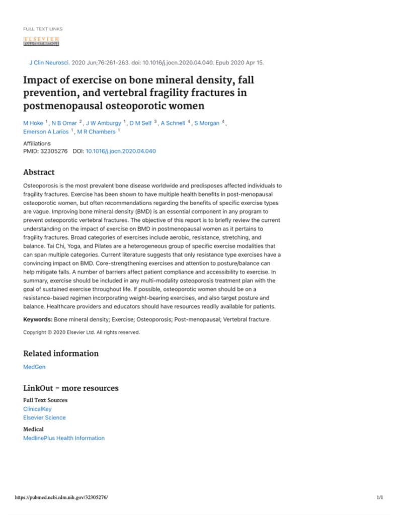 Impact Of Exercise On Bone Mineral Density, Fall Prevention, And Vertebral Fragility Fractures In Postmenopausal Osteoporotic Women