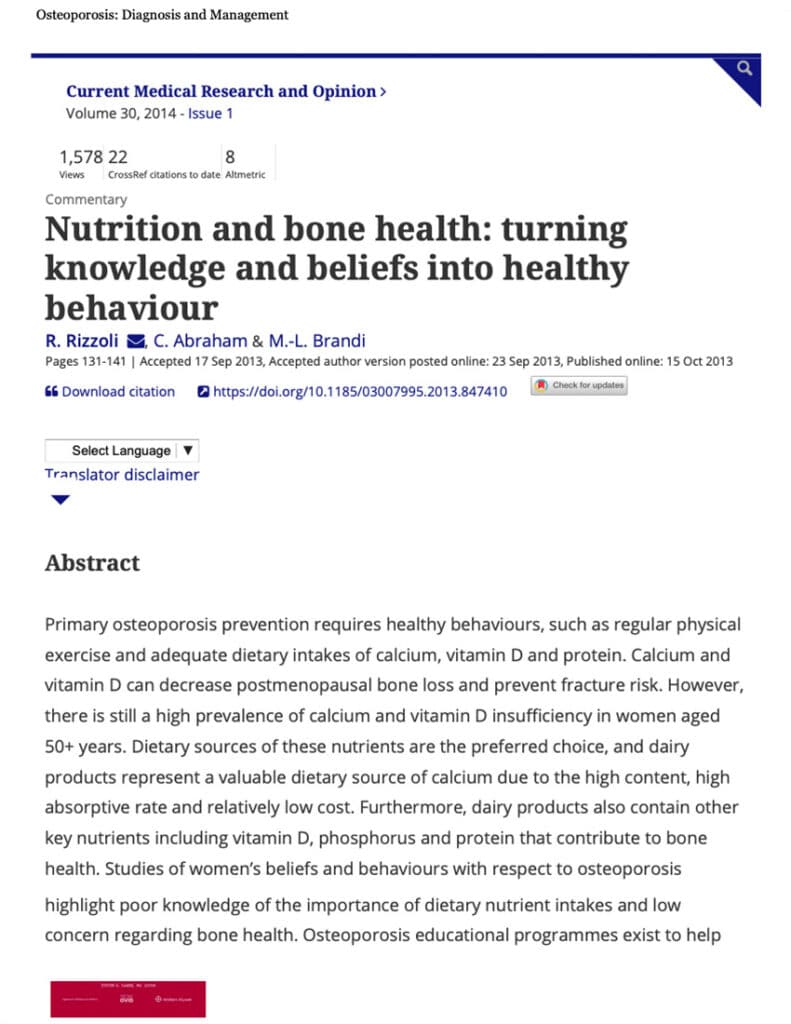 Nutrition And Bone Health- Turning Knowledge And Beliefs Into Healthy Behaviou