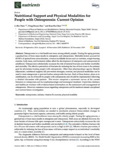 Nutritional Support And Physical Modalities For People With Osteoporosis