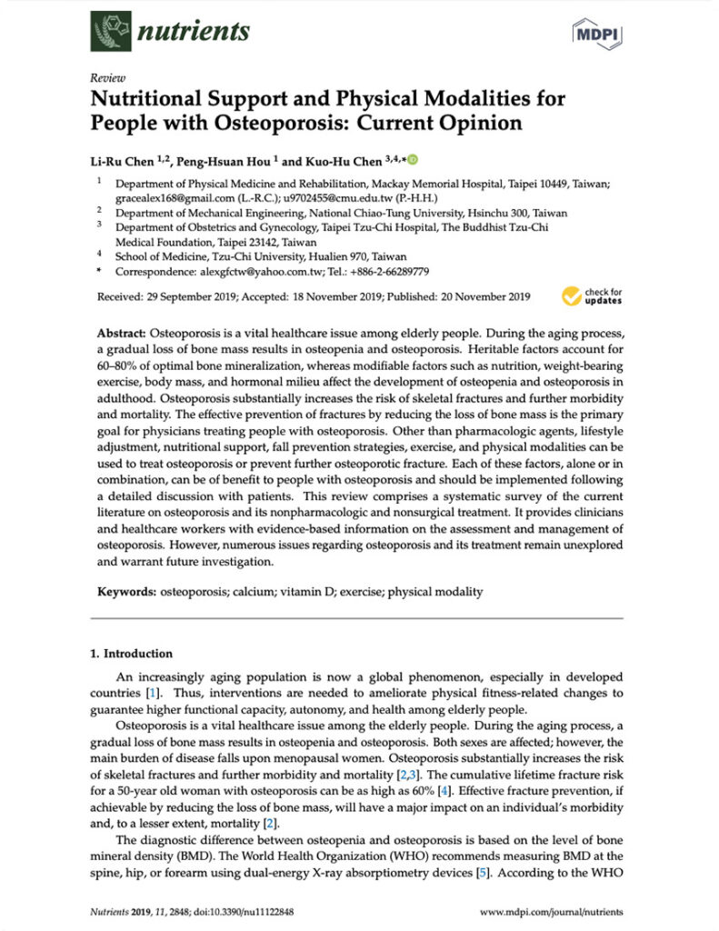 Nutritional Support And Physical Modalities For People With Osteoporosis