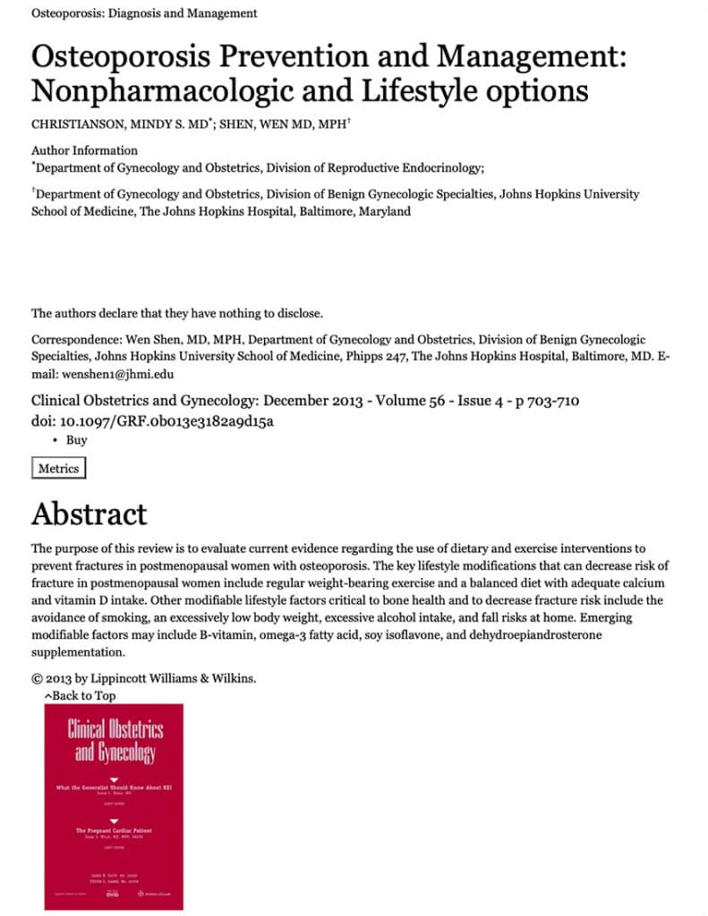 Osteoporosis Prevention And Management- Nonpharmacologic And Lifestyle Options