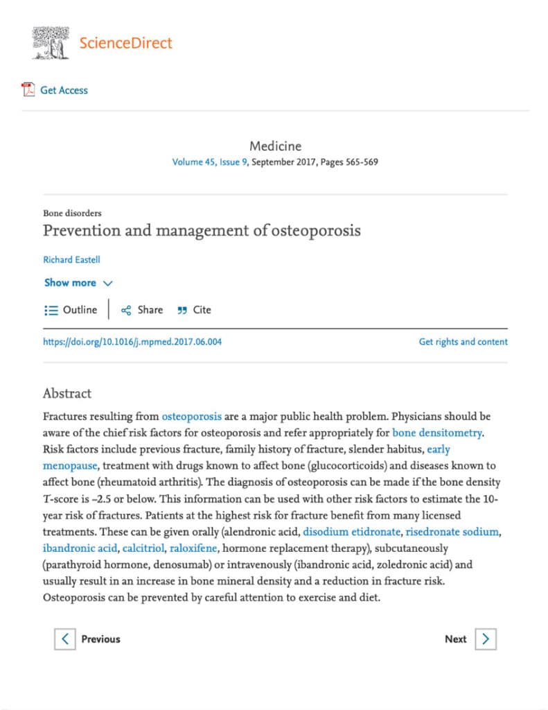 Prevention And Management Of Osteoporosis