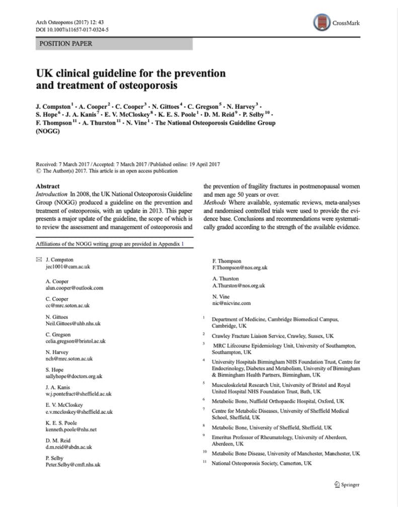 UK Guideline For The Prevention And Treatment Of Osteoporosis
